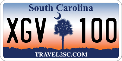 SC license plate XGV100