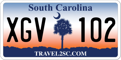 SC license plate XGV102