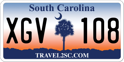 SC license plate XGV108