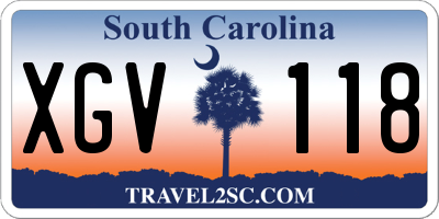 SC license plate XGV118