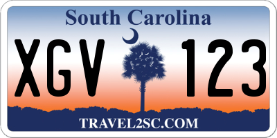 SC license plate XGV123
