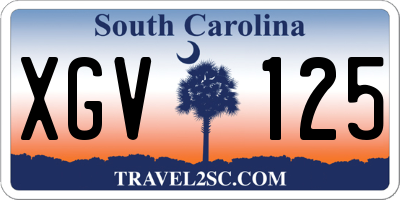 SC license plate XGV125