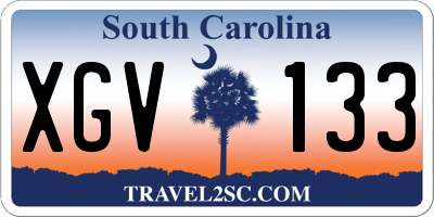 SC license plate XGV133