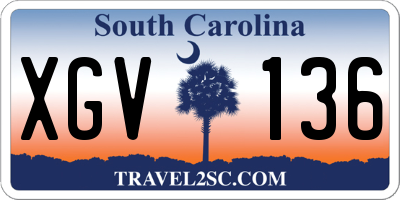 SC license plate XGV136
