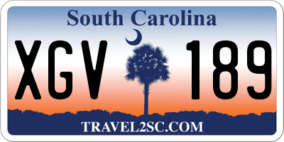 SC license plate XGV189