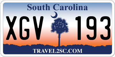 SC license plate XGV193
