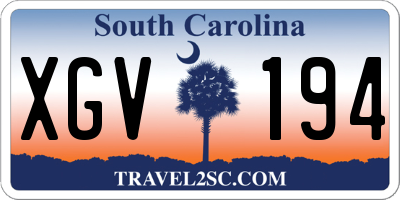SC license plate XGV194