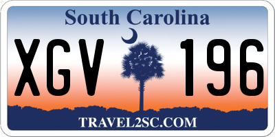 SC license plate XGV196