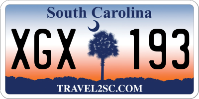SC license plate XGX193