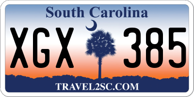 SC license plate XGX385