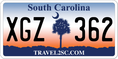 SC license plate XGZ362