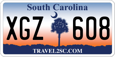 SC license plate XGZ608