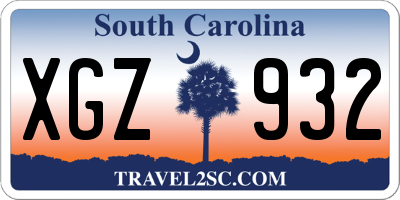 SC license plate XGZ932