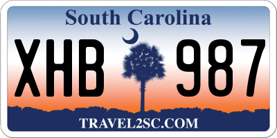 SC license plate XHB987