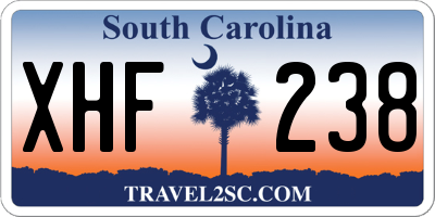 SC license plate XHF238