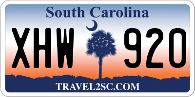 SC license plate XHW920