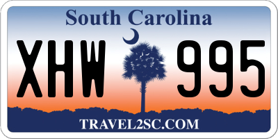 SC license plate XHW995