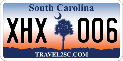 SC license plate XHX006