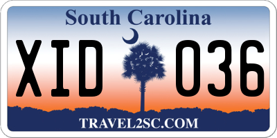 SC license plate XID036