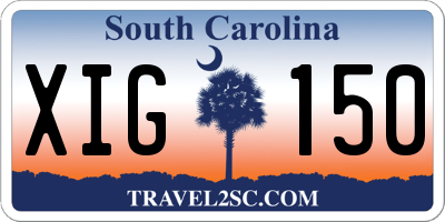 SC license plate XIG150