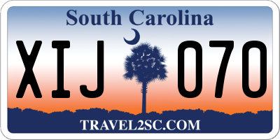 SC license plate XIJ070