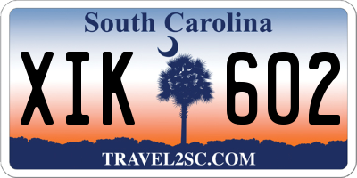SC license plate XIK602