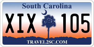 SC license plate XIX105