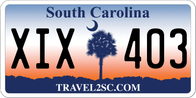 SC license plate XIX403