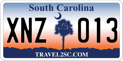 SC license plate XNZ013