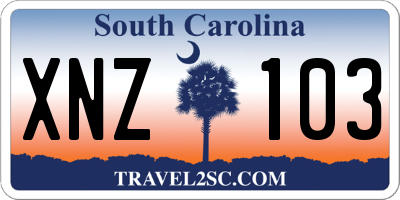 SC license plate XNZ103