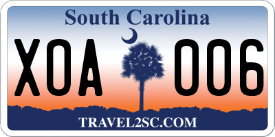 SC license plate XOA006
