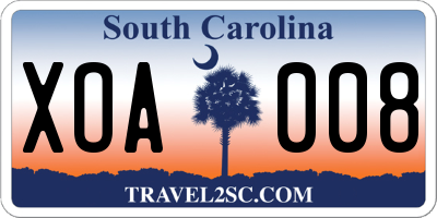 SC license plate XOA008