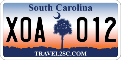 SC license plate XOA012