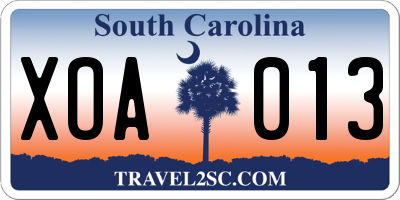 SC license plate XOA013
