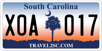 SC license plate XOA017