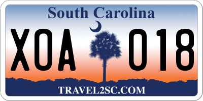 SC license plate XOA018