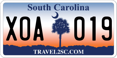 SC license plate XOA019