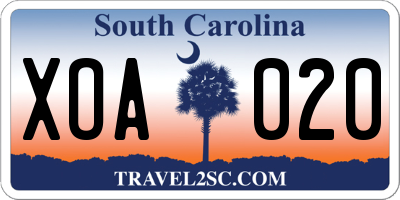 SC license plate XOA020