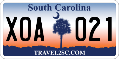 SC license plate XOA021