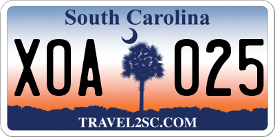 SC license plate XOA025