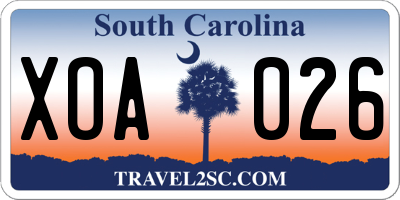 SC license plate XOA026