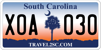 SC license plate XOA030