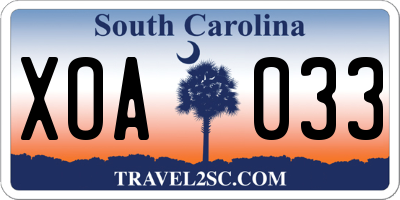 SC license plate XOA033