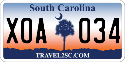 SC license plate XOA034