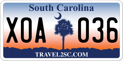 SC license plate XOA036