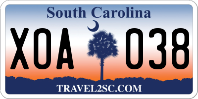 SC license plate XOA038