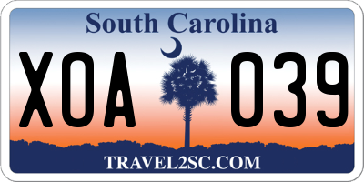 SC license plate XOA039