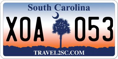 SC license plate XOA053
