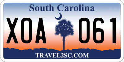 SC license plate XOA061