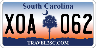 SC license plate XOA062